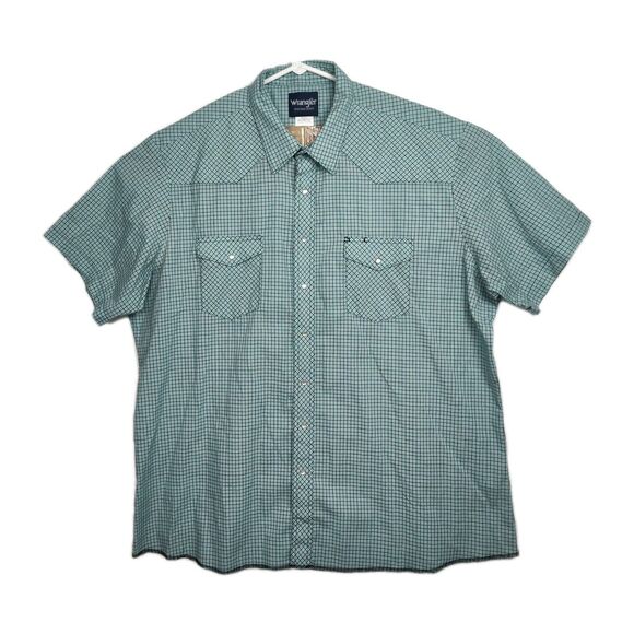 Wrangler Other - Wrangler Western Shirts Pearl Snap Shirt Men's 3XT Blue/Black Plaid Short Sleeve